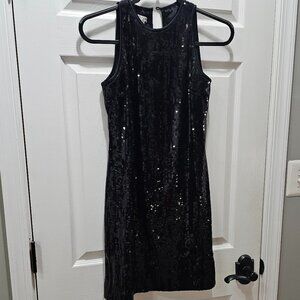 Maggy London Black Sequin Sleeveless Cocktail Dress Size 2